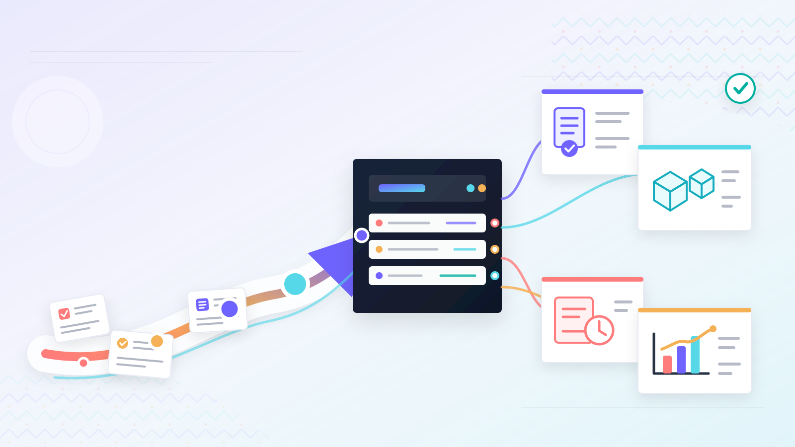 Illustrated Fiji business workflow connecting sales, stock, payroll and reporting for a busy season.